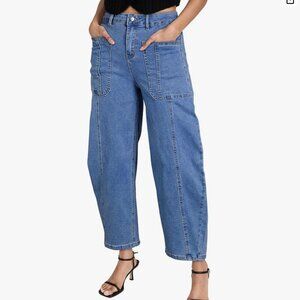 Barrel Jeans High Waisted Wide Leg Boyfriend Denim Jeans